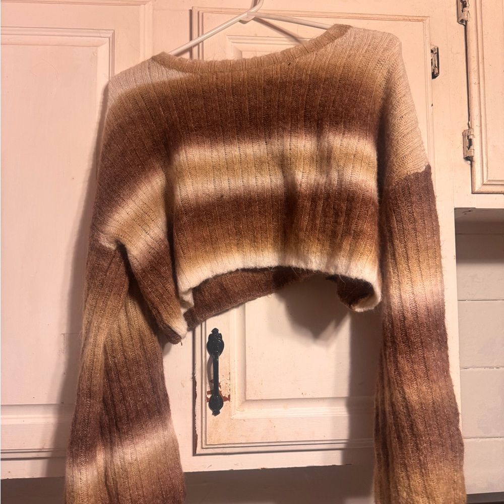 Chic Nation Brown Gradient cropped brown ombre Women's Sweater